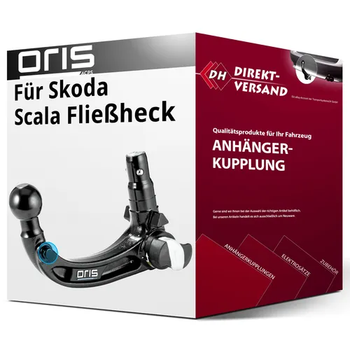 Oris Anhängerkupplung für Skoda Scala Fließheck NW1 abnehmbar - Anhängerkupplung von Oris, abnehmbar und ohne Eintragung in Fahrzeugpapiere, ideal für Skoda Scala (02.2019 - jetzt) mit einer Anhängelast von 1289 kg.