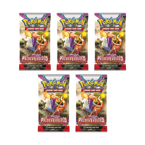 Pokemon Scarlet & Violet Paldea Evolved 5x Booster - Englisch - TCG OVP Packs, entdecke die aufregenden neuen Karten der Paldea Evolved Edition für spannende Pokémon-Duelle!