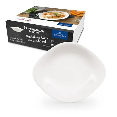 Villeroy & Boch Dune Vapiano Pastateller Set 2tlg. - Teller Set aus hochwertigem Premium Porcelain, spülmaschinen- und mikrowellensicher, ideal für stilvolles Servieren von Pasta.