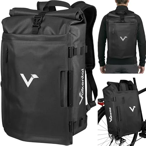 Valkental TrailX 2in1 Fahrradtasche & Rucksack - 28L Wasserfest - Vielseitige 2in1 Fahrradtasche und Rucksack mit 28L Volumen. 100% wasserfest, robust und mit reflektierenden Elementen für Sicherheit im Straßenverkehr. Ideal für E-Bikes und den Alltag.