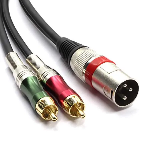 SiYear XLR Stecker auf 2 x Phono RCA Stecker Adapter Y Splitter Patch Kabel, XLR 3 Pin auf Dual RCA Stecker Stereo Audio Kabel Stecker (1.5 M/5FT)