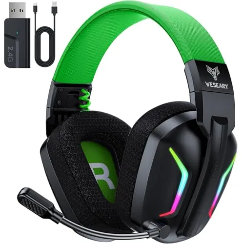 WESEARY WG1 Bluetooth Gaming Headset - Gaming-Headset für PS5, PS4, PC und Mac mit über 50 Stunden Akkulaufzeit und immersivem Surround Sound für ein unvergessliches Spielerlebnis