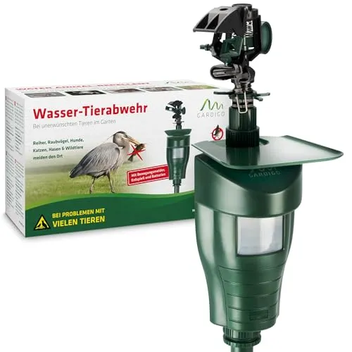 GARDIGO® Wasserstrahl Tiervertreiber – Effektive Vogel- und Katzenabwehr für den Garten - Haustierabwehr & Wildtierabwehr: Der PIR-Bewegungsmelder aktiviert den Wasserstrahl und vertreibt zuverlässig unerwünschte Tiere bis zu 10 m Reichweite. Ideal zum Schutz von Garten, Beeten und Teich.