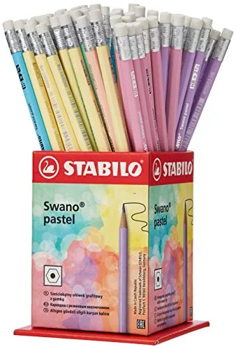 STABILO - Bleistift mit Radierer - swano Pastel - 72er Pack - verschiedene Farben - Härtegrad HB