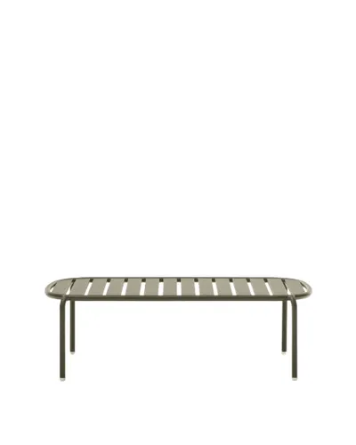 Gartencouchtisch Joncos - Wetterfester Aluminiumtisch in Grün - Moderner Beistelltisch für Innen- und Außenbereich, Maße: 113 x 65 x 35 cm, aus robustem Aluminium, ideal für entspannte Stunden im Garten oder Wohnzimmer.