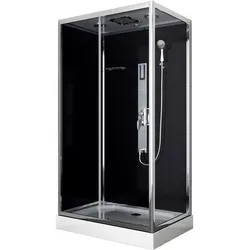 Sanotechnik Komplettduschkabine TREND 3 - Schwarz 80x120cm - Duschkabine mit 5mm ESG-Sicherheitsglas und Jet Massagedüsen für ein entspannendes Duscherlebnis. Touchscreen mit Radio und Bluetooth sorgt für zusätzlichen Komfort in Ihrem Badezimmer.