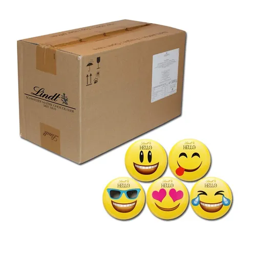 Lindt Hello Mini Emotis 3kg - Schokolade mit Smiley-Design - Karton mit ca. 468 Stück Vollmilchschokolade in Smiley-Form. Ideal für Partys, Geschenke oder als süße Überraschung. Genießen Sie den besonderen Spaßfaktor!