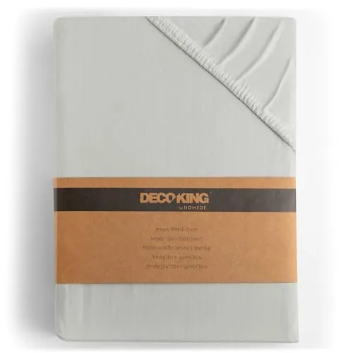 DecoKing Spannbettlaken 180x200 cm - Amber Collection - Hochwertiges Jersey Spannbettlaken aus 100% gekämmter Baumwolle, ideal für Boxspringbetten. Mit 30cm Steg und Öko-Tex Standard 100 für höchste Sicherheit und Farbbeständigkeit.