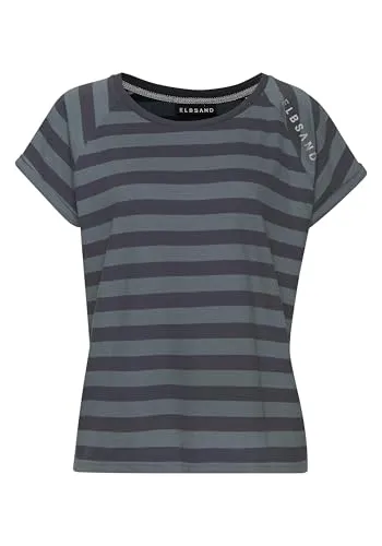 Elbsand T-Shirt Calisa mit Streifenmuster - Rundhalsshirts aus Baumwoll-Mix, sportlich und bequem, ideal für lässige Outfits mit stylischem Streifenmuster in petrol-blau.