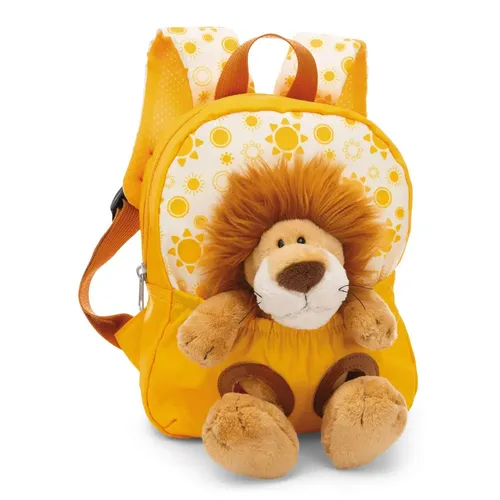 NICI Rucksack mit Plüschtier Löwe 21x26cm - Kindertaschen mit süßem Löwen-Plüschtier, ideal für kleine Abenteurer. Gepolsterte Schultergurte und Namensschild sorgen für Komfort und Individualität.