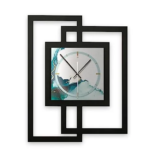 Kreative Feder Designer-Wanduhr Turquoise - Stilvolle, leise Quarzuhr im modernen Metallic-Look - Elegante Wanduhr aus hochwertigem MDF und gebürstetem Aluminium. Handgefertigt und mit flüsterleisem Uhrwerk, ideal für ruhige Umgebungen. Perfekt für jeden Raum und als Geschenk.