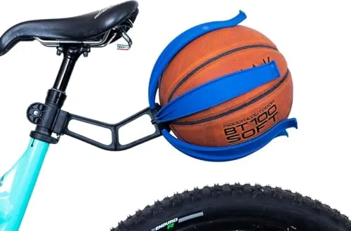 KIK BALL, Fahrrad-Ballhalter, Kindersicherheitsgerät für Kinder und Jugendliche, einfache Anbringung, geeignet für Fußball, Volleyball, Basketball, Rugby Ball, Blau