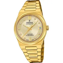 Festina Damen Uhr D2UF20033/2 - Elegante Swiss Made Armbanduhr - Armbanduhr für Damen mit goldfarbenem Edelstahlarmband und Saphirglas. Wasserdicht bis 10 bar, perfekt für jeden Anlass.