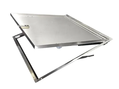 Schachtabdeckung Edelstahl Schachtdeckel auspflasterbar Gullideckel A15 EN124 Revisionsklappe + 2 Stoßdämpfer (Rostfreier Edelstahl, 700x700x25)
