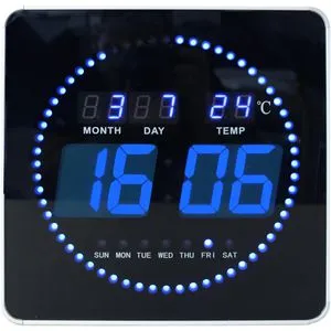 unilux digitale Wanduhr Flo schwarz Aluminium - moderne Wandgestaltung, präzise Zeitmessung mit Temperatur- und Datumsanzeige, lautlos und stilvoll