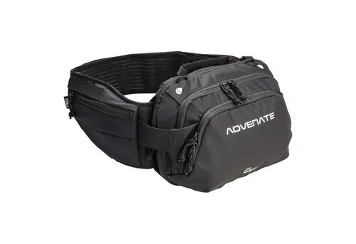 Advenate Genius Bauchtasche - Fahrrad Hüfttasche 3 + 2 Liter schwarz - Gürteltasche mit 3 + 2 Litern Stauraum, aus robustem Nylon, ideal für Radfahrer und Outdoor-Aktivitäten.