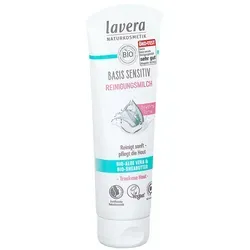 Lavera basis sensitiv Reinigungsmilch 125 ml - Gesichtsreinigung mit sanfter Formel, entfernt effektiv Make-up und pflegt die Haut gleichzeitig.