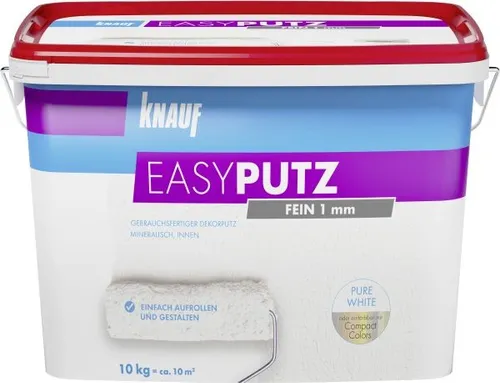 Knauf EasyPutz Streichputz 10 kg - Fein und schneeweiß - Innen- & Außenfarben: Hochwertiger Streichputz für ein feines, elegantes Finish und einfache Anwendung.