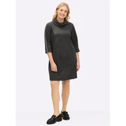 Sheego Etuikleid Velours-Kleid 3/4-Arm grau 46 EU
