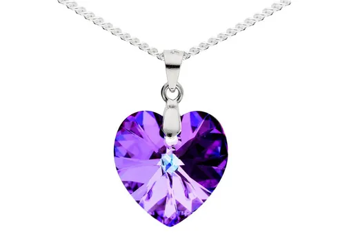 LÖB Kette mit Anhänger 925 Silber Kette Herz Kristall Anhänger Herzform Herzkette Lila Blau (Geschenke für Frauen Beste Freundin Mutter Mama Damen zum Geburtstag Ostern Muttertag Muttertagsgeschenk, Inkl. Schmuckbox), Damen Kinder Halskette Silberkette Stein Herzstein Herzen Herzanhänger