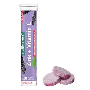 altapharma Zink + Vitamin C Brausetabletten 20 St. - Vegetarische Brausetabletten zur Unterstützung des Immunsystems mit fruchtigem Holundergeschmack, laktose- und glutenfrei. Ideal für die tägliche Zink- und Vitamin C-Versorgung!