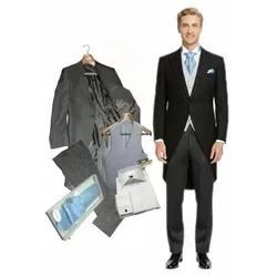 Freiherr von Falkenhausen Cutaway Anzug 7-teilig - Elegantes 7-teiliges Set mit Cutjacke und Stresemann Hose, gefertigt aus hochwertiger Schurwolle für stilvolle Anlässe. Ideal für besondere Events.