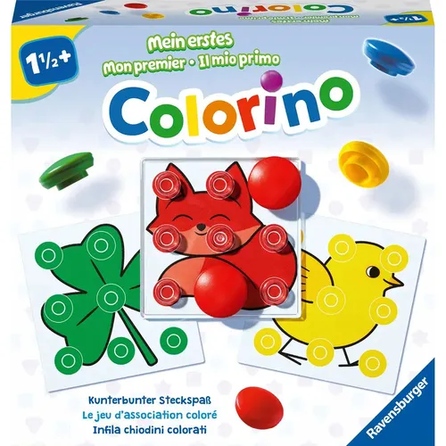 Ravensburger 20981 Mein erstes Colorino - Lernspiel für kleine Künstler - Steckspiel für Kinder ab 1,5 Jahren, fördert Farbenlernen und Feinmotorik mit 36 bunten Steinen und 32 Motiven - ideal als Geschenk!