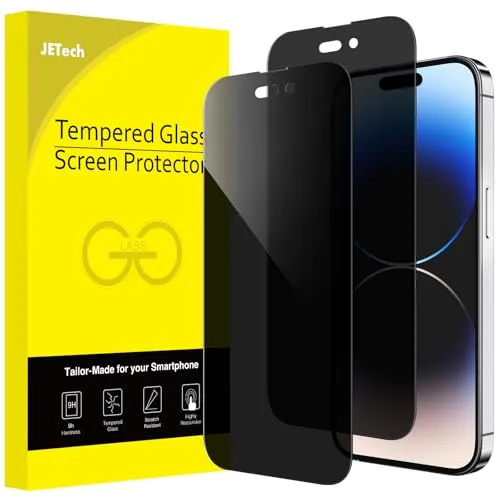 JETech Sichtschutz Full Screen für iPhone 14 Pro 6,1 Zoll, Anti-Spy Panzer Schutz Glas Folie Schutzfolie, Kante zu Kante Displayschutz Hat Keinen Einfluss auf die Hülle, 2 Stück
