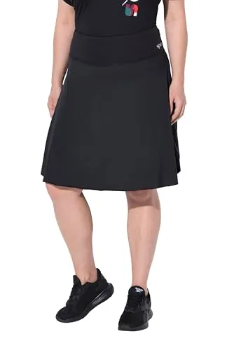 Ulla Popken Damen Skort mit integrierten Leggings - Röcke für Damen, sportlicher Skort in Wickeloptik mit elastischem High-Waist-Bund und zwei praktischen Smartphone-Taschen für maximale Bewegungsfreiheit.