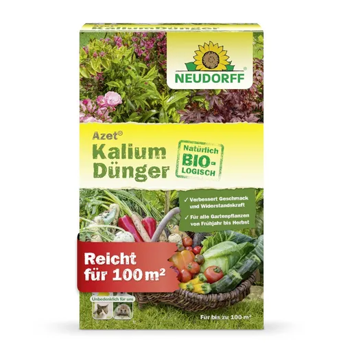 Neudorff Azet KaliumDünger 2 kg - Dünger für Gemüse, Obst, Rasen und Sträucher, fördert die Pflanzenstärkung und sorgt für eine reiche Ernte – ideal für Frühling, Sommer und Herbst.
