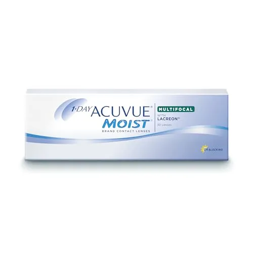 Johnson & Johnson 1-Day Acuvue Moist Multifocal Tageslinsen - Kontaktlinsen für Alterssichtigkeit mit UV-Schutz und exzellenter Sehqualität, unabhängig vom Pupillendurchmesser.
