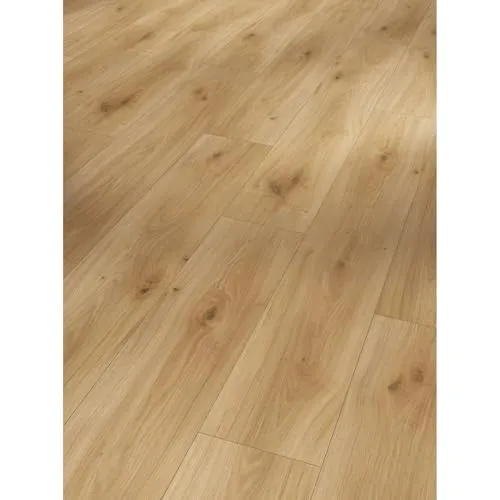 Parador Basic 400 Laminat Eiche geschliffen hell - Laminatfußboden, pflegeleicht und robust mit natürlicher Holzoptik, ideal für stark frequentierte Räume und geeignet für Warmwasser-Fußbodenheizung.