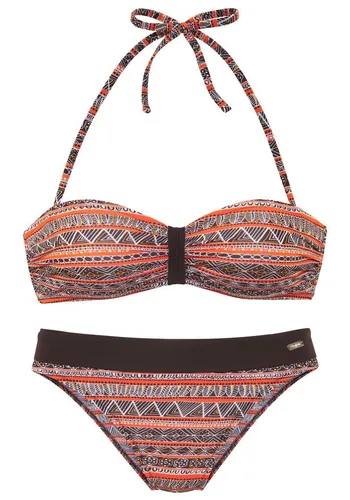 Buffalo Bandeau-Bikini mit trendigem Streifendruck - Bandeau-Bikini von Buffalo, mit modischem Alloverprint und Zierperlen, ideal für einen aufregenden Beach-Look und perfekte Passform an heißen Sommertagen.