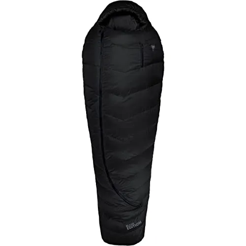 Grüezi Bag Biopod DownWool Subzero BLACK EDITION - Daunen- & Wollschlafsack 185 rechts - Wollschlafsack mit innovativer DownWool-Füllung für optimale Isolation und Komfort, ideal für kühlere Temperaturen beim Wandern und Campen.
