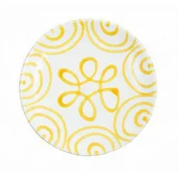 Gmundner Keramik Frühstücksteller Gelbgeflammt Ostergeschirr, d: 20 cm / h: 2,6 cm gelb