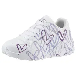 Skechers Kid UNO LITE - Spread The Love - Weiß Gr. 30 - Sneaker für Kinder mit atmungsaktivem Mesh-Obermaterial und rutschfester Gummisohle, ideal für den täglichen Einsatz und aktives Spielen.