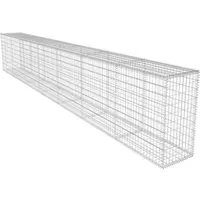 vidaXL Gabionenwand mit Abdeckung aus verzinktem Stahl 600x50x100 cm - Robuste Gabionenwand für Garten- und Landschaftsgestaltung, aus langlebigem verzinktem Stahl, ideal zur Errichtung stabiler Stützmauern, inklusive Abdeckungen für sichere Füllung.