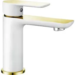 Mexen Alfa Waschtischbatterie, Weiß/Gold - Elegante Armatur für Ihr Badezimmer - Bad- & Duscharmaturen: Hochwertige Mexen Alfa Waschtischbatterie in stilvollem Weiß/Gold, ideal für moderne Badezimmer und sorgt für einen eleganten Look.