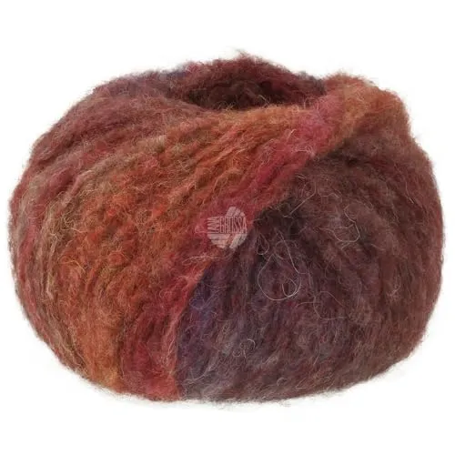 LANA GROSSA Gigante Multi | Voluminöses Alpakagarn mit Effektstruktur im farbenfrohen Ringelmix | Handstrickgarn aus 70% Alpaka (Fein) & 30% Polyamid | 50g Wolle, Stricken & Häkeln | 150m Garn FB-103