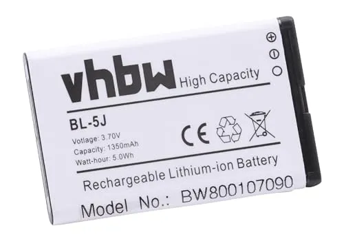 vhbw Li-Ion Akku 1350mAh (3.7V) kompatibel mit Smartphone Handy Telefon Doro Primo 365, JBL MD-51W, Play Up, Siemens Gigaset SL930, Telekom Speedphone 701