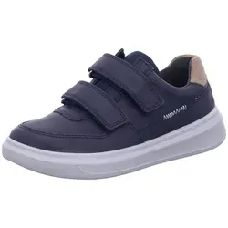 Superfit Jungen Kosmo Sneaker, Blau Beige 8020, 33 EU Weit - Wanderschuhe mit stylischer Leder-Textil-Kombination und austauschbarer Innensohle für höchsten Komfort. Schneller Einstieg dank 2 Klettverschlüssen und rutschhemmender, leichter Sohle.