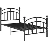 vidaXL Bettgestell 100x200 cm Schwarz Metall - Stylisches Metallbettgestell in Schwarz, ideal für moderne Schlafzimmer und bietet stabilen Komfort für erholsamen Schlaf.