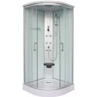Sanotechnik Komplettduschkabine RUMBA 215cm x 90cm - Duschkabine mit 5mm ESG-Sicherheitsglas, klappbarem Sitz und 6 Massagedüsen für entspannende Wellnessmomente. Schnelle Montage ohne Silikon für Ihre Wohlfühl-Oase.