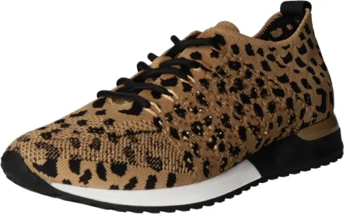 La Strada Damen Schnürer in Beige - Modische Low Sneaker mit Animal-Design - Sneaker in trendigem Animal-Design mit glänzenden Akzenten. Flexible Laufsohle und gepolstertes Wechselfußbett bieten hohen Tragekomfort für den Alltag.