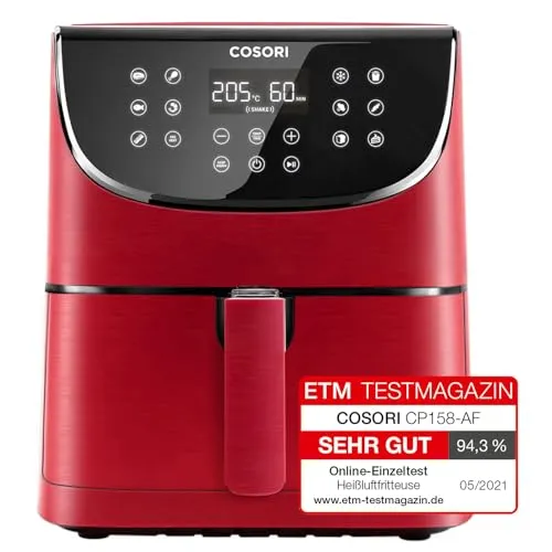 COSORI Heißluftfritteuse CP158-AF – Testsieger 2024 - Heißluftfritteuse, 11-in-1 mit Shake-Reminder, 55% energiesparend und 100 Rezepte für gesunde, knusprige Gerichte ohne Öl – ideal für Familien!