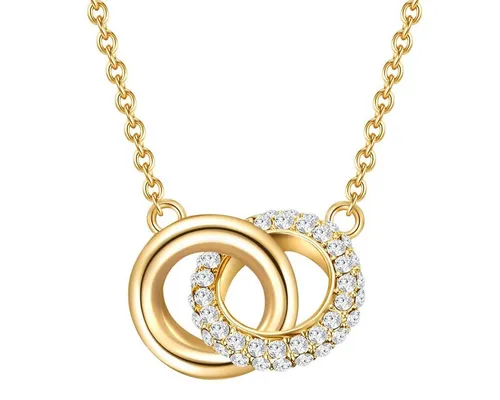 Lulu & Jane Collier - Elegante Kette in Gelbgold mit Swarovski® Kristallen - Ketten ohne Anhänger, verziert mit funkelnden Kristallen von Swarovski® für einen glamourösen Look. Ideal für besondere Anlässe oder als stilvolles Accessoire im Alltag.