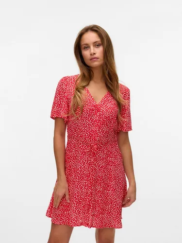 Vero Moda Minikleid VMALBA SS SHORT DRESS WVN NOOS - Fiery Red - Modisches Minikleid aus 100% Viskose mit kühlenden Eigenschaften, ideal für warme Tage. Pflegeleicht und im regular fit für optimalen Tragekomfort.