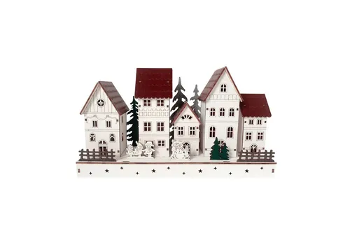 HTI-Living Weihnachtsszene LED Weihnachtsdeko - Weihnachtsdorf mit LED-Beleuchtung, batteriebetrieben und flexibel aufstellbar. Ideal für festliche Stimmung und als Geschenk.