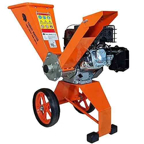 Forest Master FM6DD Benzin 4-Takt Motor Holz Garten Häcksler - Häcksler & Mulcher mit 6 HP Leistung, doppelseitigen Klingen und max. Holzdurchmesser von 50 mm für effizientes Häckseln im Garten.