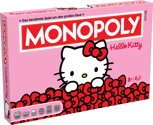 Monopoly Brettspiel Hello Kitty - Deutsche Version - Gesellschaftsspiele: Erlebe die bunten Abenteuer von Hello Kitty im klassischen Monopoly-Stil mit speziellen Spielfiguren und themenbezogenen Feldern.